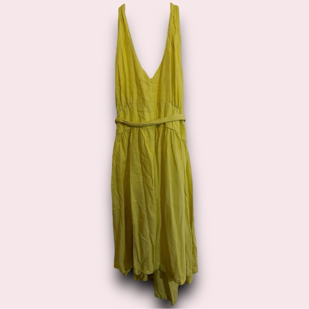 Women’s ModCloth The Sweet Escape Yellow/Green Fit and Flare Halter Dress in XL